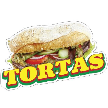 SIGNMISSION Tortas Decal Concession Stand Food Truck Sticker, 16" x 8", D-DC-16 Tortas19 D-DC-16 Tortas19